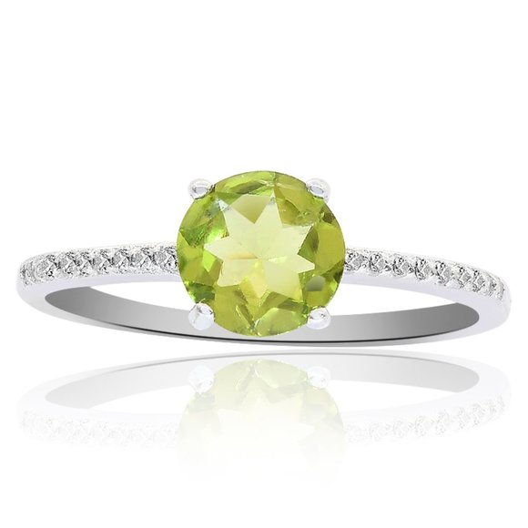 Sterling Silver Peridot Diamond Accent Ring - Picture 1 of 6